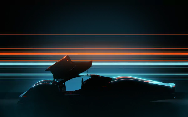 A sleek silhouette of the Porsche Vision 908, set against a dynamic backdrop of vibrant light streaks, creating an engaging HD desktop wallpaper and background.