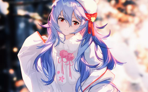 Rei Ayanami from Neon Genesis Evangelion depicted in vibrant anime style, designed as a 4K Ultra HD PC desktop wallpaper with detailed lighting and soft color tones.