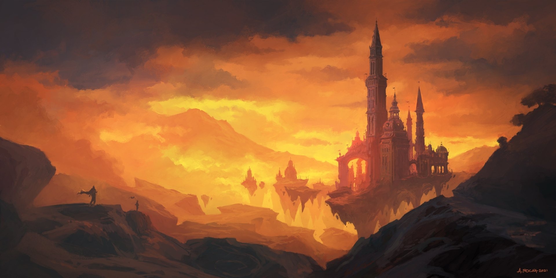 Enchanted Floating Castle: A Fantasy Landscape HD Wallpaper by Andreas ...