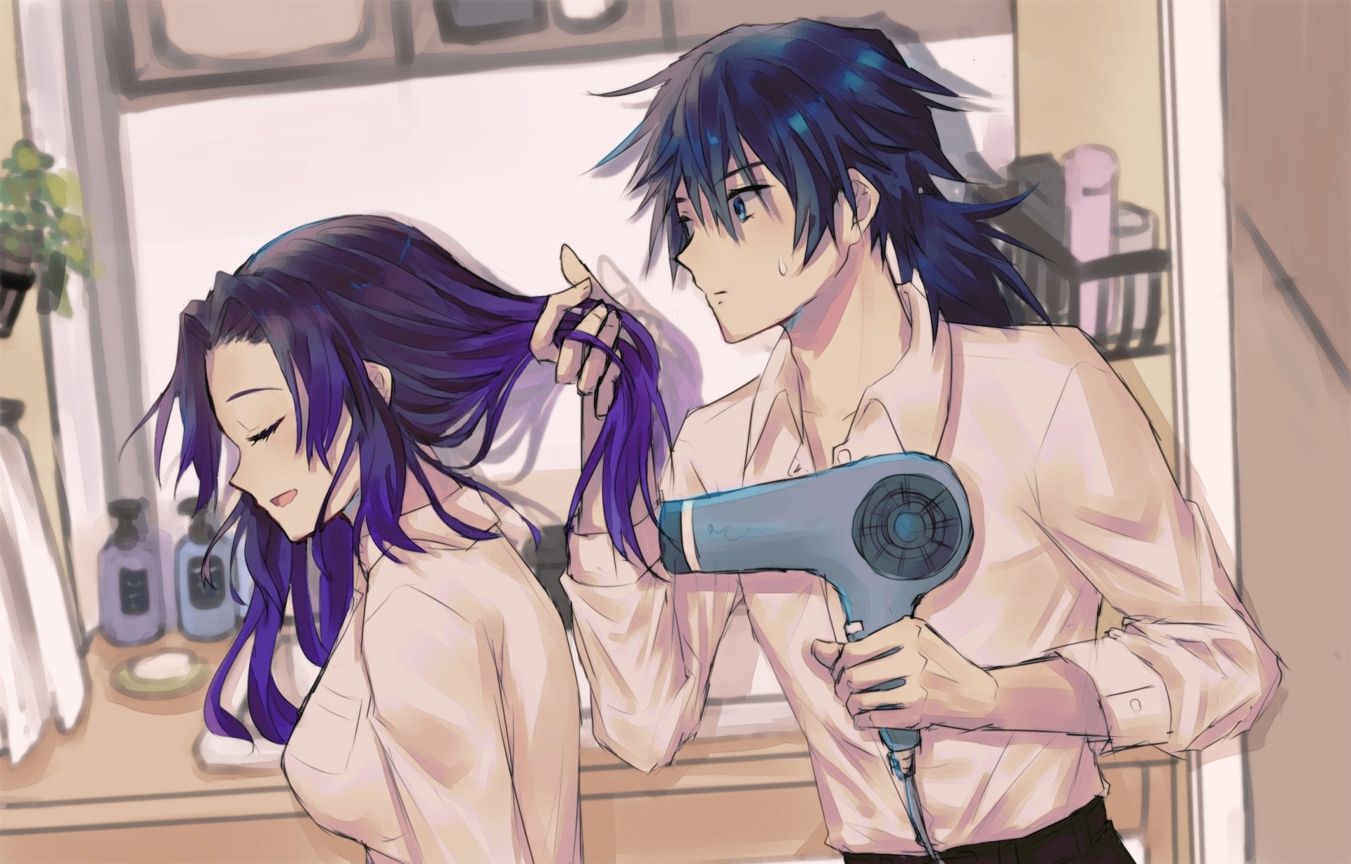 Download GiyuShino (Demon Slayer) Giyuu Tomioka Shinobu Kochou Anime Demon Slayer: Kimetsu No Yaiba HD Wallpaper