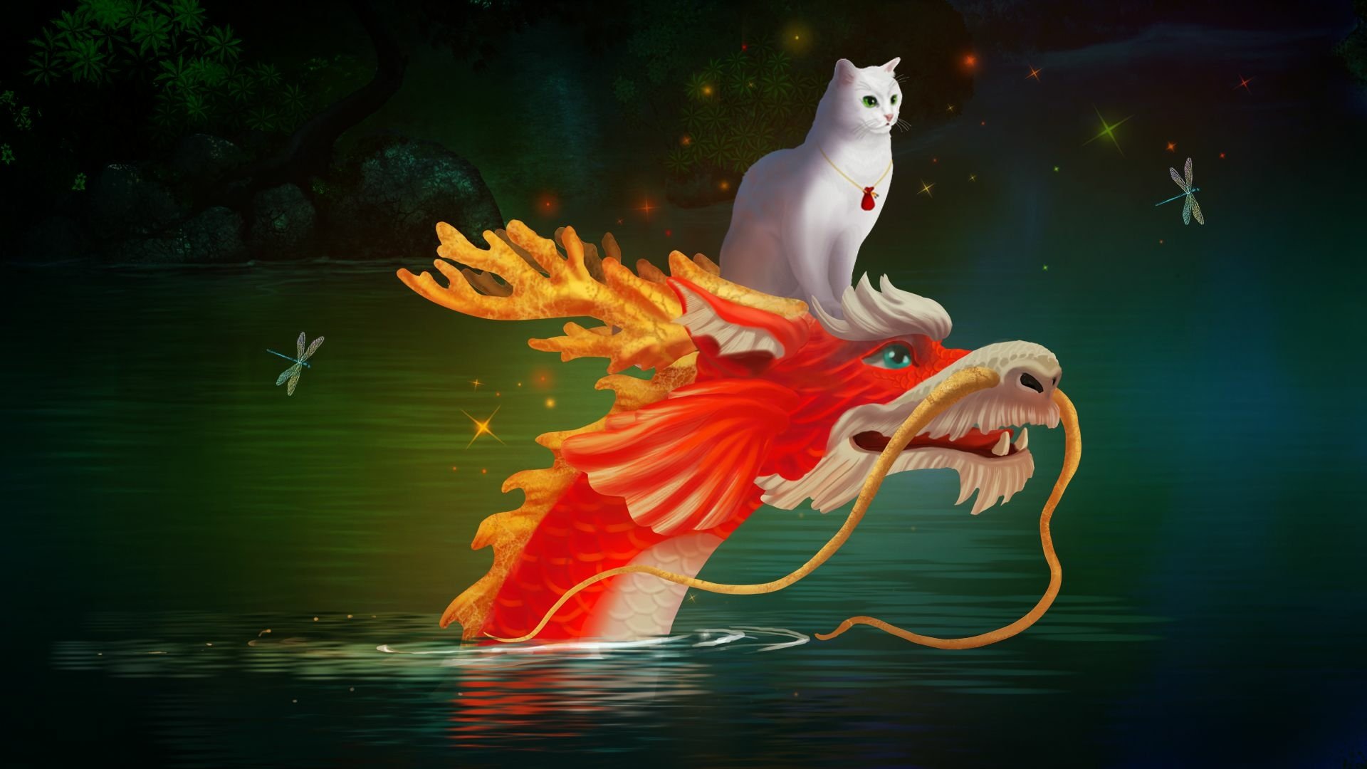 Download Video Game Cat And Ghostly Road HD Wallpaper
