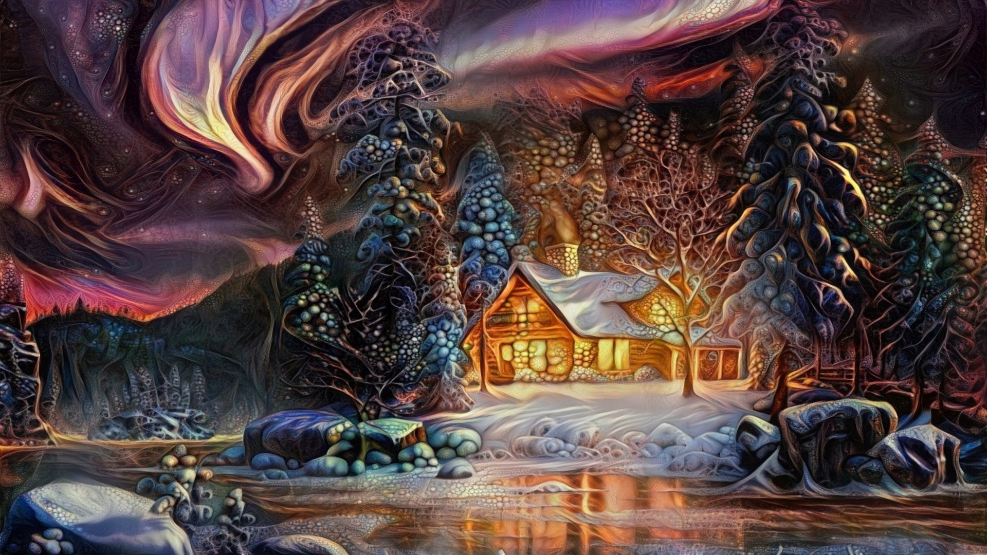 Download Artistic Cabin Cozy 4k Ultra HD Wallpaper
