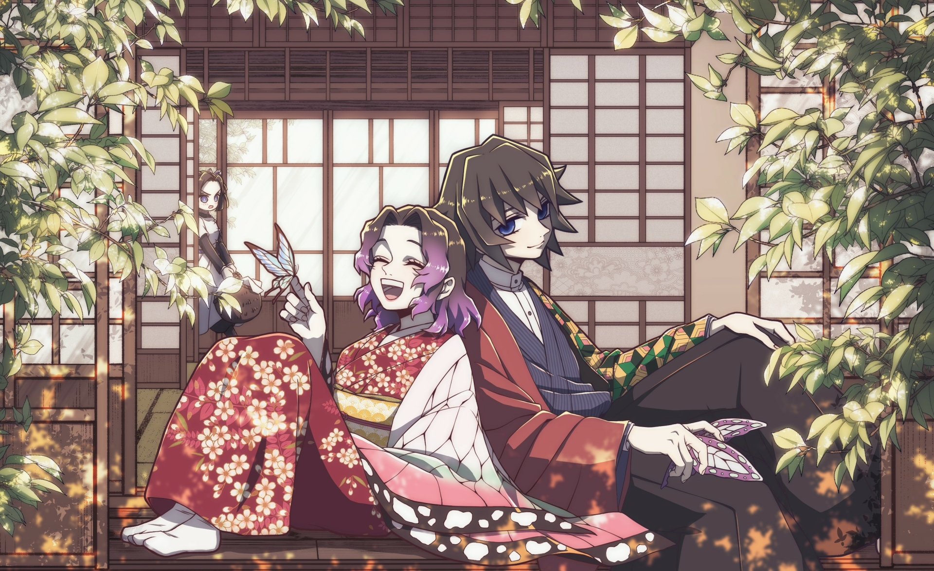 Download Shinobu Kochou Giyuu Tomioka GiyuShino (Demon Slayer) Anime Demon Slayer: Kimetsu No Yaiba HD Wallpaper by こんぺい糖