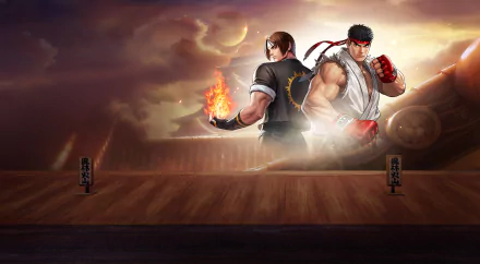Street Fighter King Of Fighters Ryu (Street Fighter) Kyo Kusanagi video game crossover HD Desktop Wallpaper | Background Image