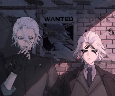 HD anime desktop wallpaper featuring Xeno Houston Wingfield and Stanley Snyder from Dr. Stone, set against a gritty brick wall with a WANTED poster.