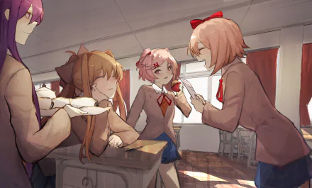 Natsuki (Doki Doki Literature Club!) Monika (Doki Doki Literature Club!) Sayori (Doki Doki Literature Club!) Yuri (Doki Doki Literature Club!) video game Doki Doki Literature Club! HD Desktop Wallpaper | Background Image