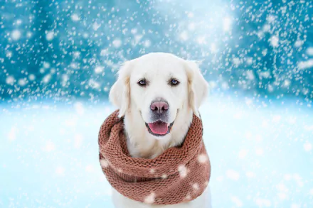 snowfall Animal golden retriever HD Desktop Wallpaper | Background Image