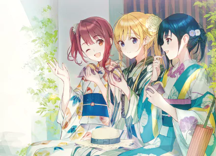 Yuzuki Nanase Yuuko Hiiragi Haru Aomi Anime Chitose-kun wa Ramune Bin no Naka HD Desktop Wallpaper | Background Image