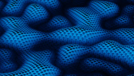 Abstract 3D hexagon pattern rendered in Blender, blue undulating honeycomb shapes forming a high-detail 4K Ultra HD PC desktop wallpaper background.
