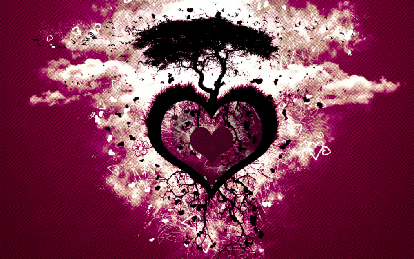 Künstlerisch Liebe Herz Baum Pink HD Wallpaper | Hintergrund