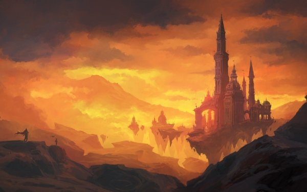 Fantasy Castle Castles Landscape Floating Island HD Wallpaper | Background Image