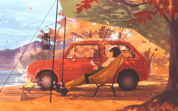 camping picnic Anime girl anime girl HD Desktop Wallpaper | Background Image