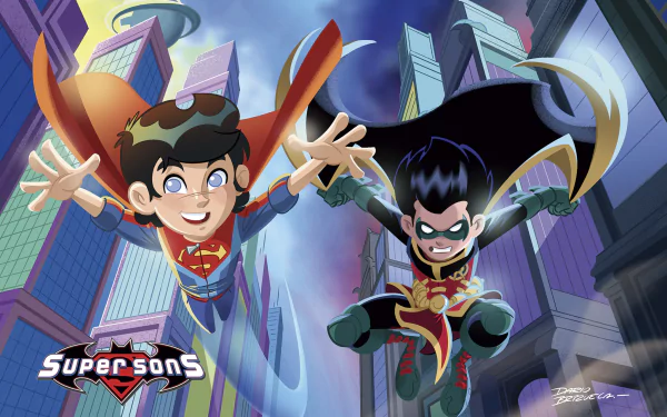 Daily Planet Gotham City Metropolis (DC Comics) DC Comics Robin (DC Comics) Damian Wayne Superboy Jon Kent Comic Super-Sons HD Desktop Wallpaper | Background Image