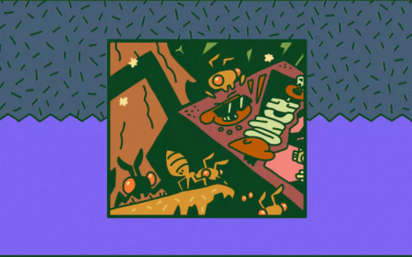 A vibrant HD desktop wallpaper featuring an abstract design with the theme 'Grounded' set against a textured purple background.