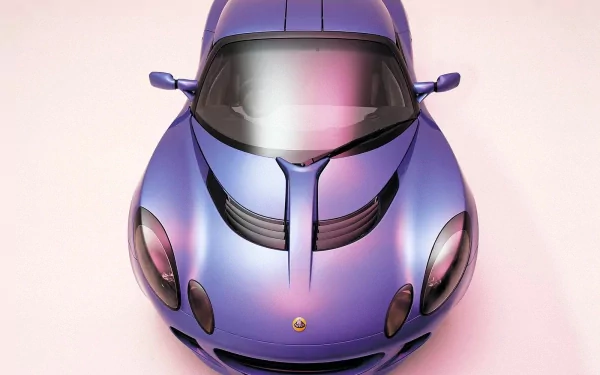 HD PC desktop wallpaper/background: top-down view of a purple Lotus Elise sports vehicle with glossy finish and sculpted curves.