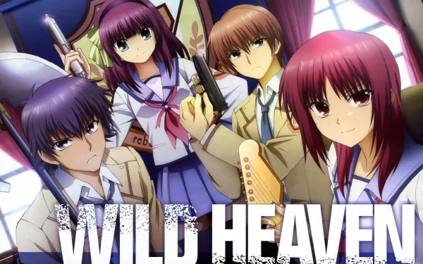 HD PC desktop wallpaper featuring Noda, Yuzuru Otonashi, and Yuri Nakamura from the anime Angel Beats! in a vibrant and dynamic pose.
