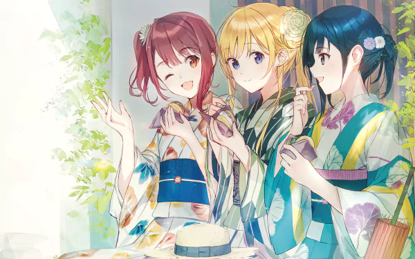 Yuzuki Nanase Yuuko Hiiragi Haru Aomi Anime Chitose-kun wa Ramune Bin no Naka HD Desktop Wallpaper | Background Image