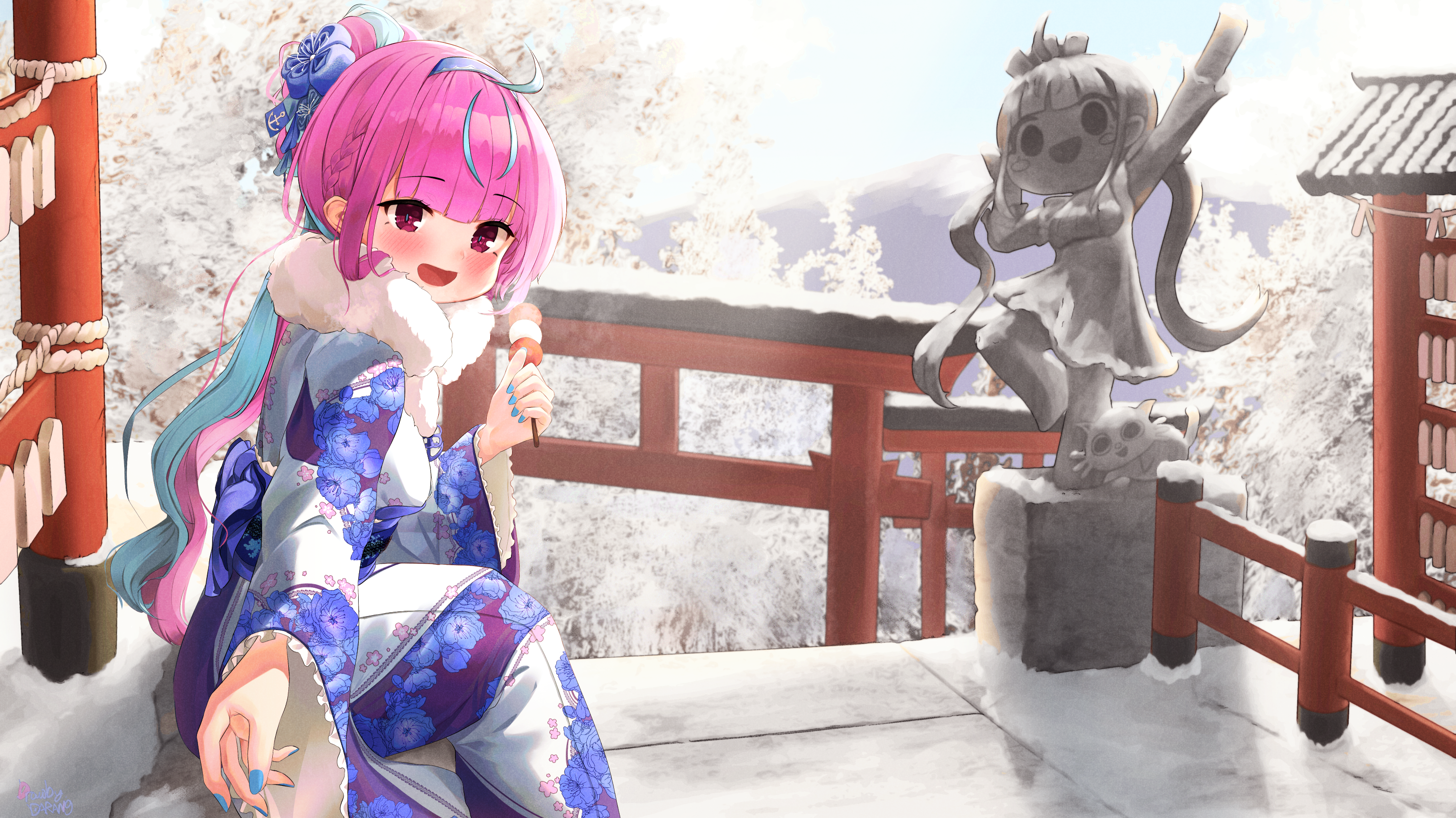 Download Kimono Hololive Minato Aqua Anime Virtual Youtuber HD Wallpaper