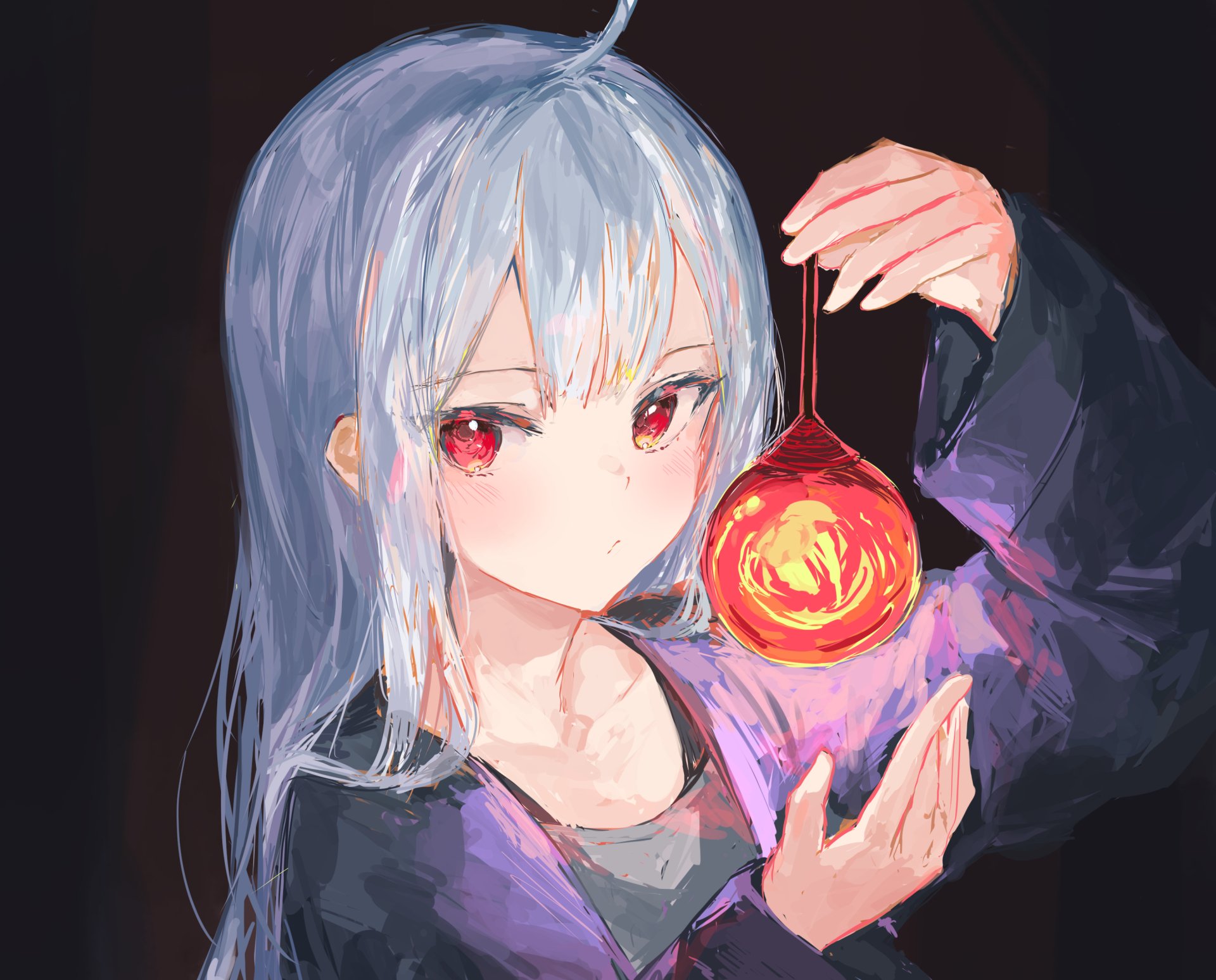 Download Red Eyes Grey Hair Anime Girl Anime Girl HD Wallpaper