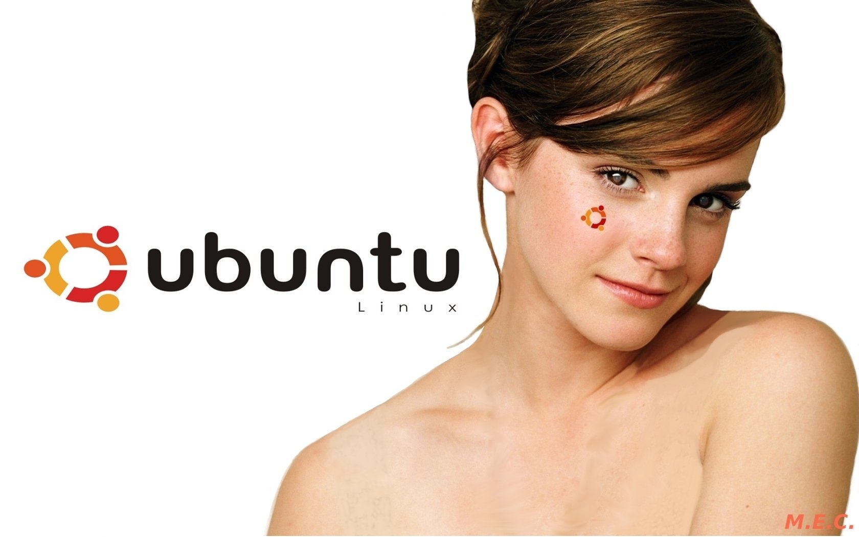 A HD PC desktop wallpaper featuring the Ubuntu logo alongside a person, creatively merging technology with modern design elements.