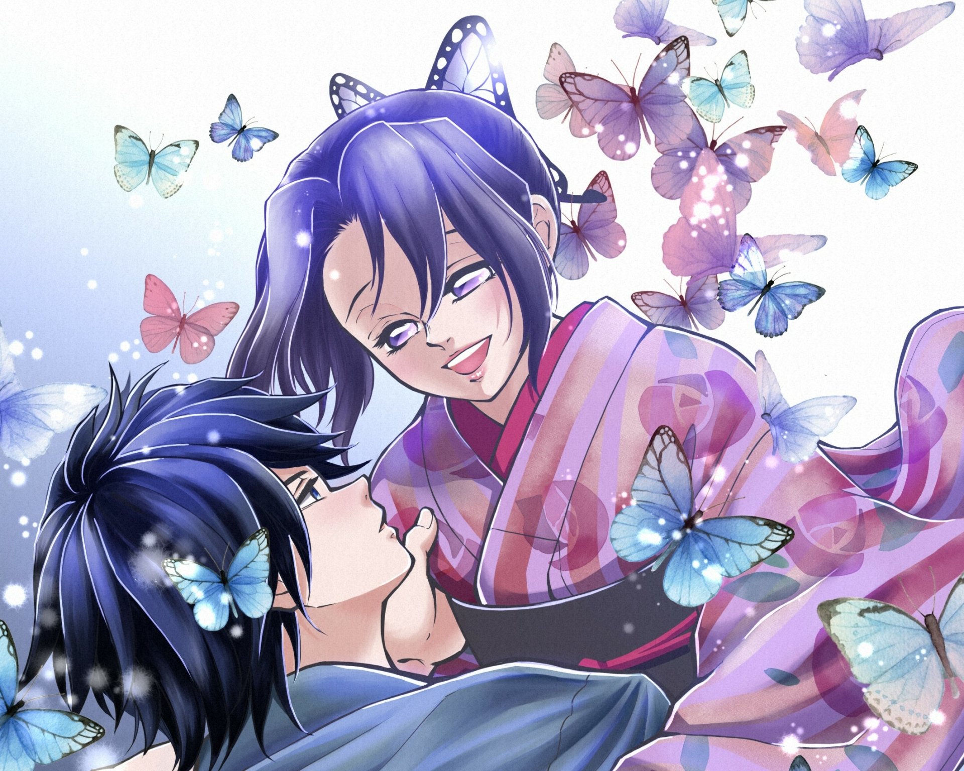 Download Shinobu Kocho Giyuu Tomioka GiyuShino (Demon Slayer) Anime Demon Slayer: Kimetsu No Yaiba HD Wallpaper