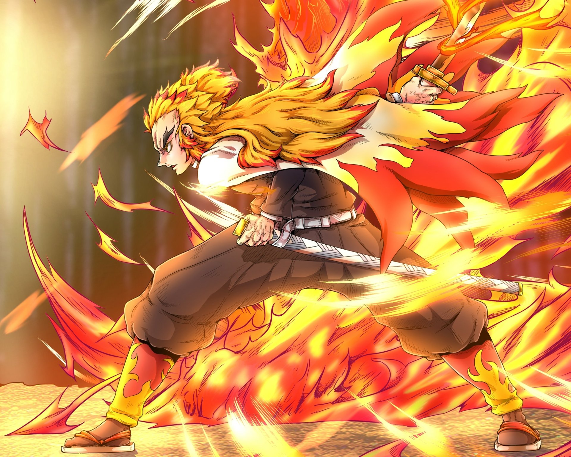 Download Kyojuro Rengoku Anime Demon Slayer: Kimetsu No Yaiba HD Wallpaper by なべっち