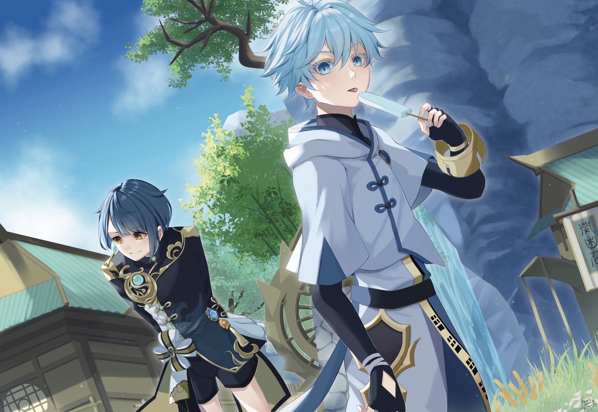 Download Xingqiu (Genshin Impact) Chongyun (Genshin Impact) Video Game Genshin Impact HD Wallpaper