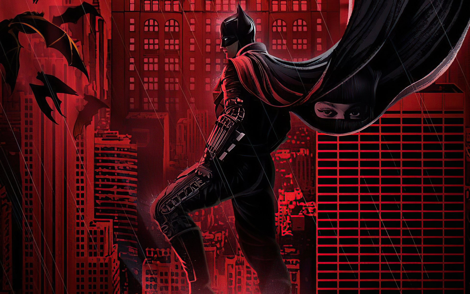 Download Black And Red Aesthetic 4K Gotham Batman Wallpaper