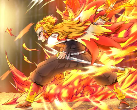 Kyojuro Rengoku Anime Demon Slayer: Kimetsu no Yaiba HD Desktop Wallpaper | Background Image
