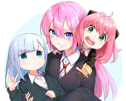 Micchon Shikimori Anya Forger Reina Aharen Anime crossover HD Desktop Wallpaper | Background Image