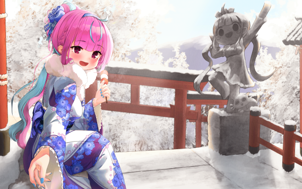 Anime Virtual Youtuber Minato Aqua Hololive Kimono HD Wallpaper | Background Image