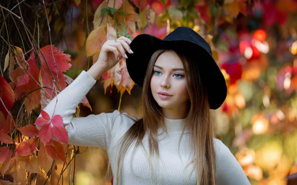 hat woman model HD Desktop Wallpaper | Background Image