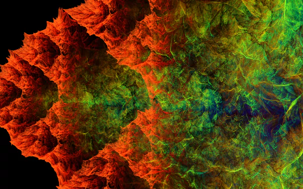 HD wallpaper featuring vibrant abstract shapes in red, orange, green, and blue hues for desktop background.