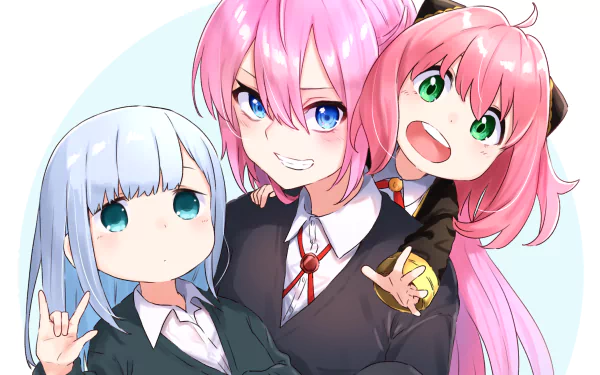 Micchon Shikimori Anya Forger Reina Aharen Anime crossover HD Desktop Wallpaper | Background Image