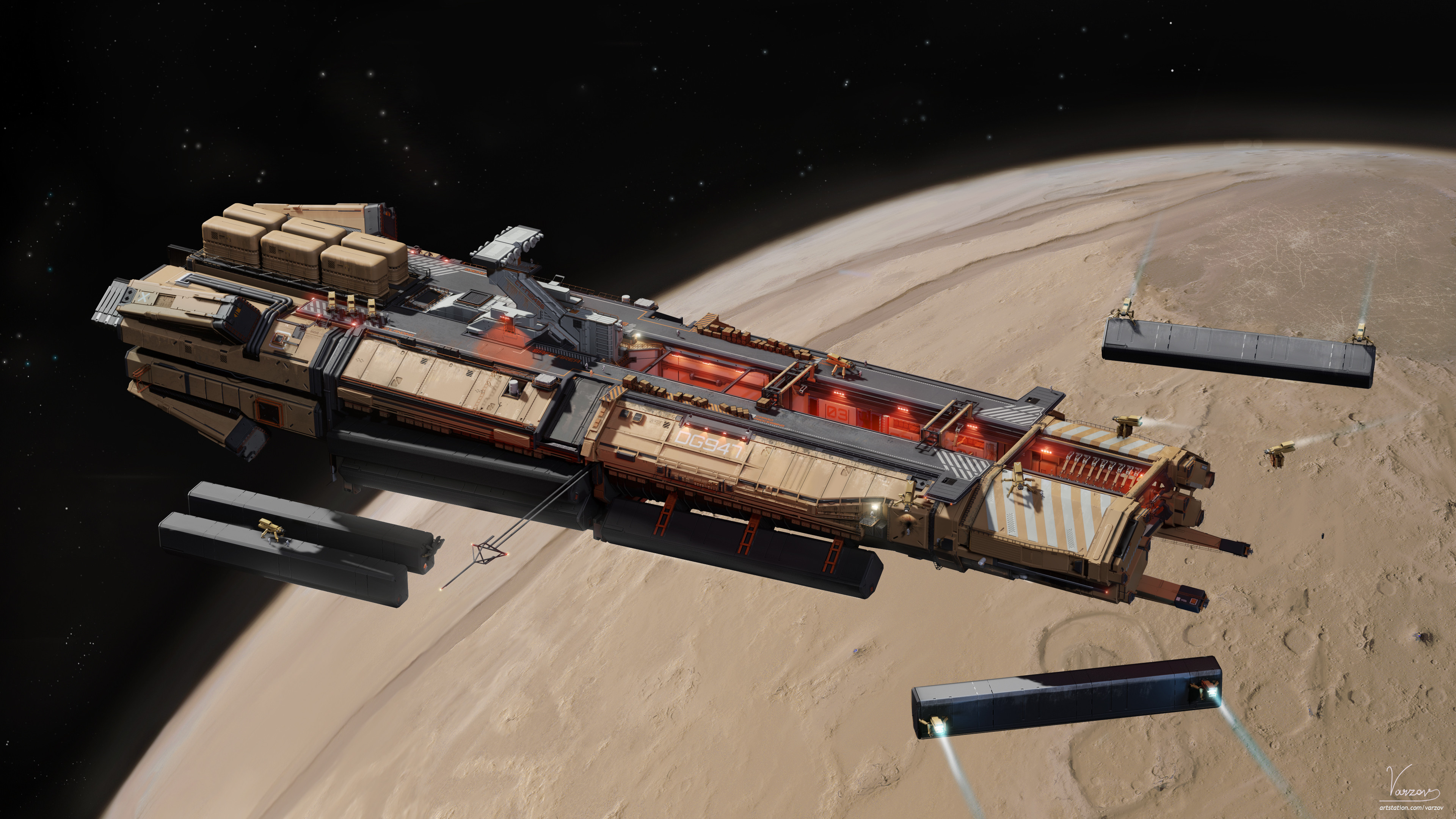 Download Sci Fi Spaceship 4k Ultra HD Wallpaper by Aleksandre Lortkipanidze