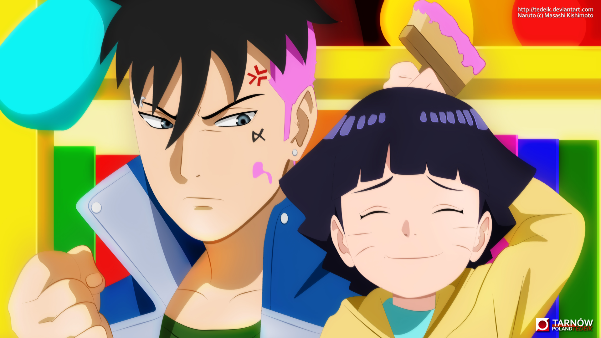 Hairdresser Himawari and angry Kawaki by aaw_tedeik