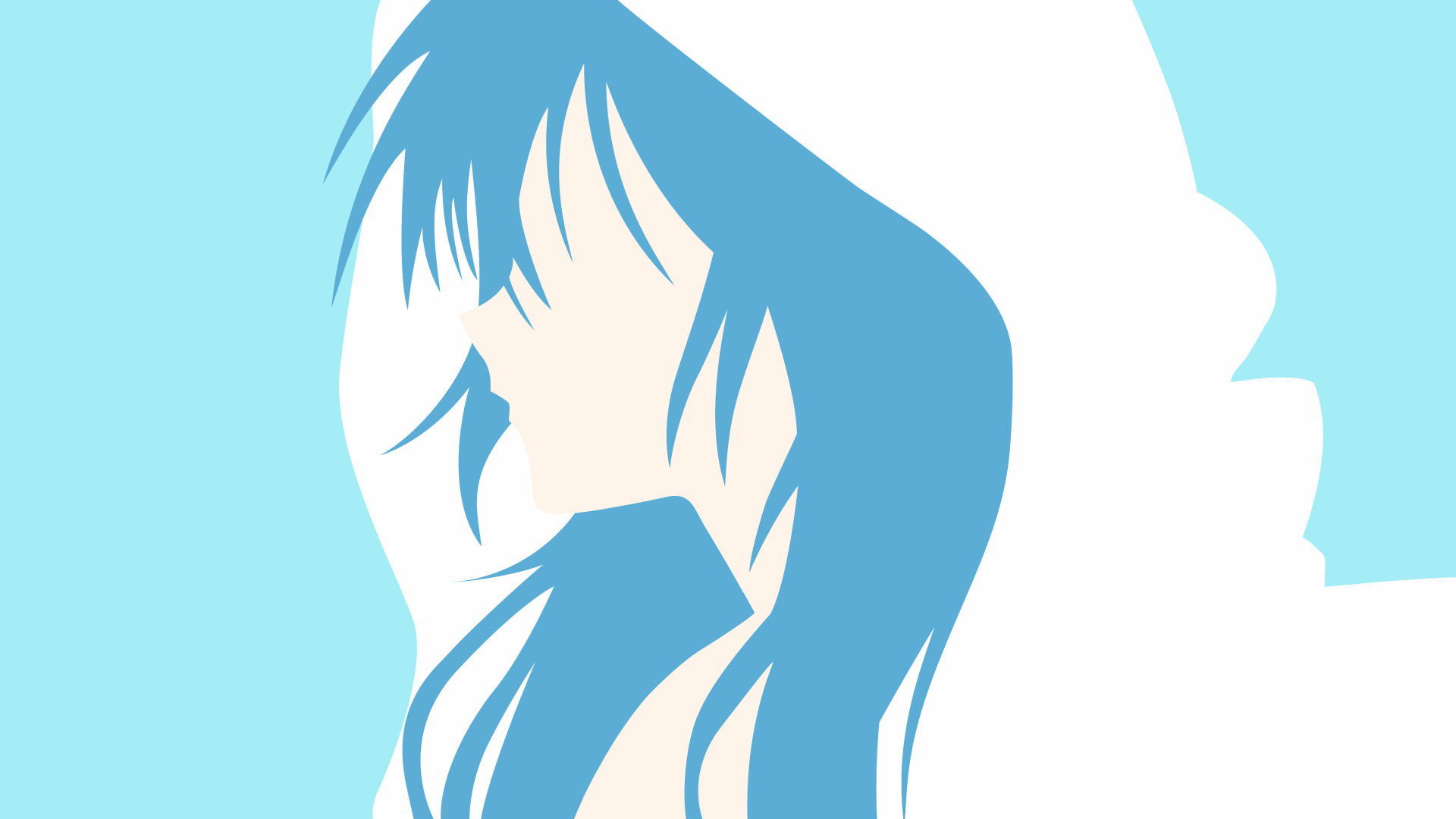 Minimalist 4K Ultra HD PC desktop wallpaper featuring a blue and white silhouette of Rimuru Tempest from the anime That Time I Got Reincarnated as a Slime.