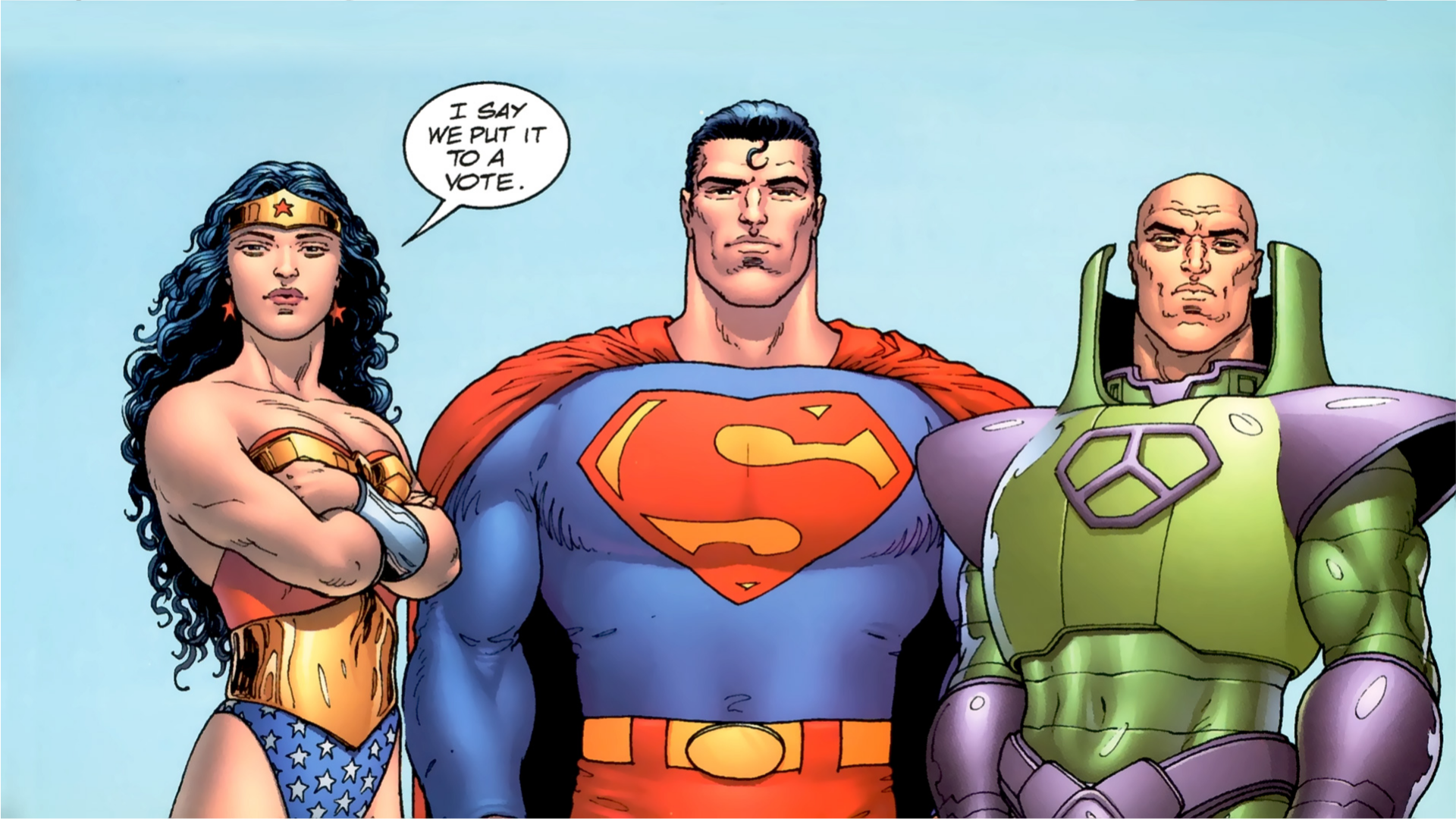 Download Lex Luthor Superman Wonder Woman Comic Justice League Hd Wallpaper By Frank Quitely