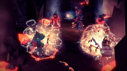 HD wallpaper of For The King game featuring battle scene with fantasy characters casting spells.