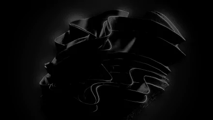 Abstract dark waves and ribbons form a sleek, high-tech design in this 4K Ultra HD Windows 11 desktop wallpaper, emphasizing modern technology aesthetics.