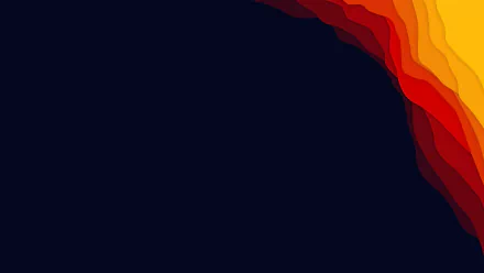HD desktop wallpaper with an abstract, minimalist design featuring a gradient palette of colorful layers blending from deep red to yellow, set against a dark background.