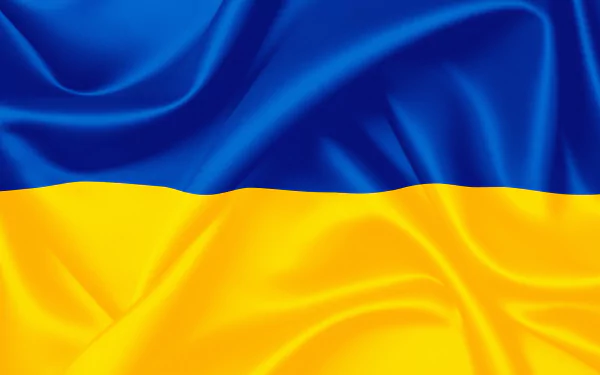 4K Ultra HD desktop wallpaper featuring the blue and yellow flag of Ukraine with a smooth, silky texture.