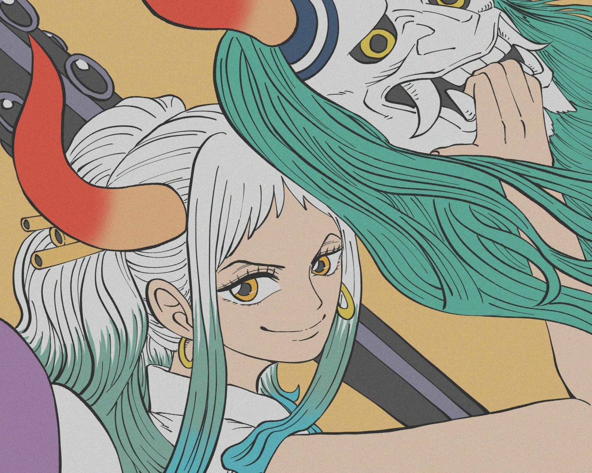 HD anime wallpaper featuring Yamato from One Piece with vibrant colors and dynamic composition for PC desktop background.