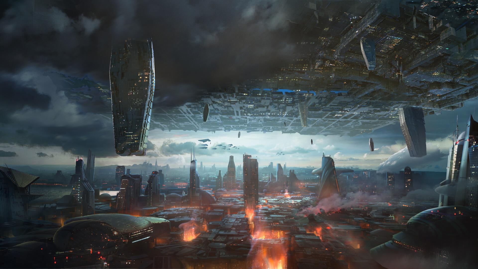 Download Sci Fi Invasion HD Wallpaper by Liang Mark