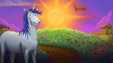 smiley sunny sun sunshine unicorn video game Peggle HD Desktop Wallpaper | Background Image