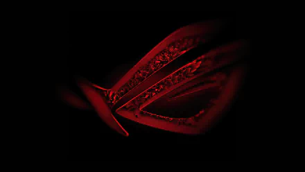 Dark 4K Ultra HD PC desktop wallpaper featuring a red illuminated Asus ROG logo abstracted against a black background, high-contrast gaming technology motif.