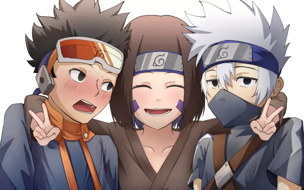 Rin Nohara Obito Uchiha Kakashi Hatake Anime Naruto HD Desktop Wallpaper | Background Image