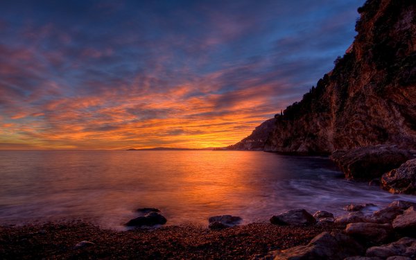 Earth Sunset Coast Coastline Ocean Sea Horizon HD Wallpaper | Background Image