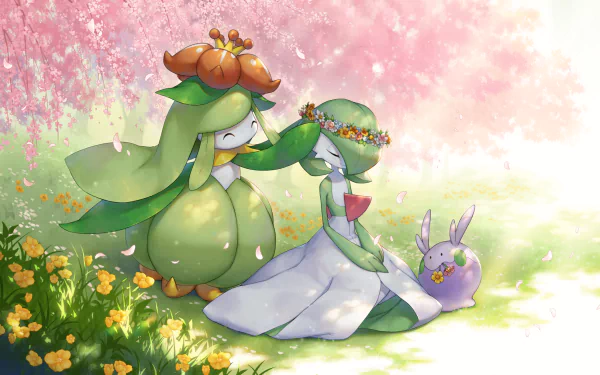 Goomy (Pokémon) Lilligant (Pokémon) Gardevoir (Pokémon) Anime Pokemon HD Desktop Wallpaper | Background Image