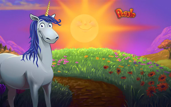smiley sunny sun sunshine unicorn video game Peggle HD Desktop Wallpaper | Background Image